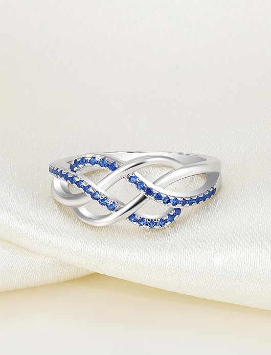 YL Celtic Knot Rings 925 Sterling Silver Twisted Knot Ring Birthstone Infinity Statement Jewelry for Women-size5