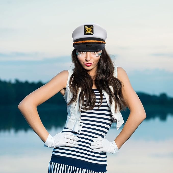 80 Pack Captain Hats Bulk Adjustable Yacht Sailor Captain Hat Sea Cap Ship Boat Hat for Adult Halloween Party Supplies