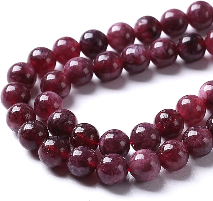 45pcs 8mm Natural Garnet Jade Gemstone Round Loose Spacer Beads for Jewelry Making Healing Energy Stone Beads DIY Bracelets Necklaces 15"(8mm, Garnet Jade)