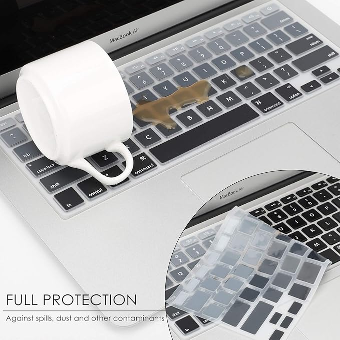 Allinside Gray Ombre Keyboard Cover Skin for MacBook Pro 13" 15" 17" (2015 or Older Version), MacBook Air 13" A1369/A1466, Older iMac Wireless Keyboard MC184LL/B
