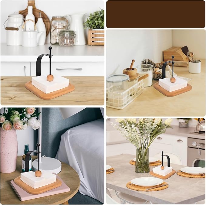 North American Beech Napkin Holder for Table - Nordic Style Wooden Cocktail Napkin Holder Fits 5-7" Napkins - Windproof Dispenser for Kitchen, Coffee Bar, Cocktail Bar (Gift Idea)