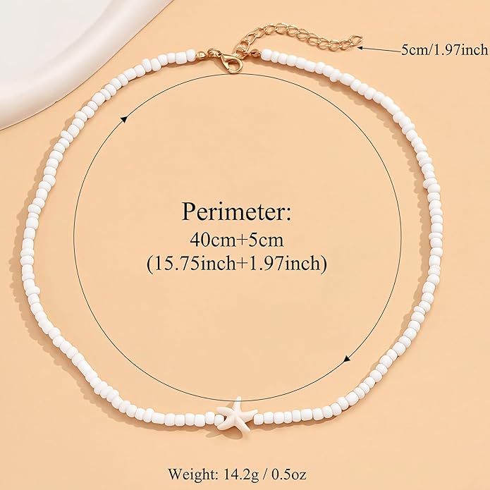 Nackiy Handmade Sea Shell Necklace for Women Summer Adjustable Natural Shell Collar Necklace