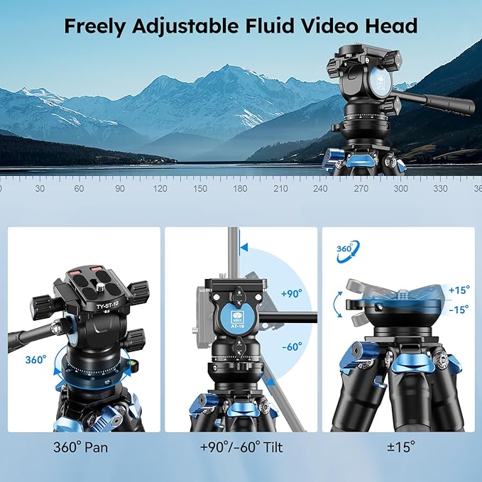 SIRUI AM-223L Carbon Fiber Mini Tabletop Tripod Kit, Compact Lightweight with AT-10 Fulid Video Head, Max Load 5kg/11.02lb for Cameras, DSLR (AM-223L+AT-10)
