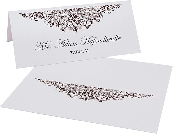 Paisley Place Cards, Chocolate (Choose Color), Set of 25, Pre-cut and Scored - Wedding, Party, Dinner, and Special Events - Made in the USA