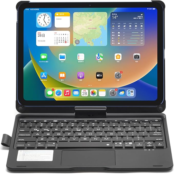 Touchpad Keyboard Case for iPad (A16) 11th Gen 2025/iPad 10th Generation 2022, Backlit Trackpad Keyboard Folio Smart 360° Rotatable Stand Cover with Pencil Holder, Black