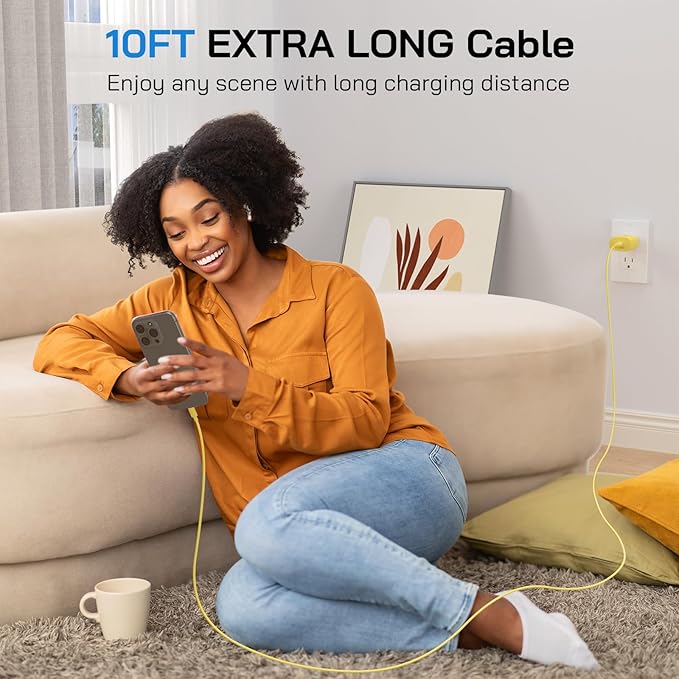30W USB C i Phone 16 15 Charger Fast Charging, 2PACK Wall Charger for iPhone 16 15 Pro Max Charger Cord 10FT Fast Type C Charger Block for iPhone 16/16 Pro/15 Plus/15 Pro/15 Pro Max, iPad Pro, Yellow