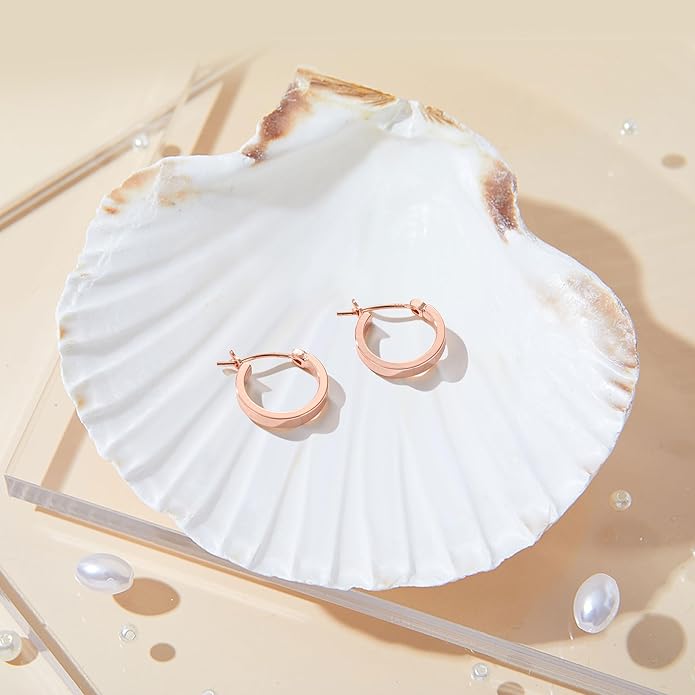 Gacimy Flatted Hoop Earrings for Women 14K Gold Plated with 925 Sterling Silver Post
