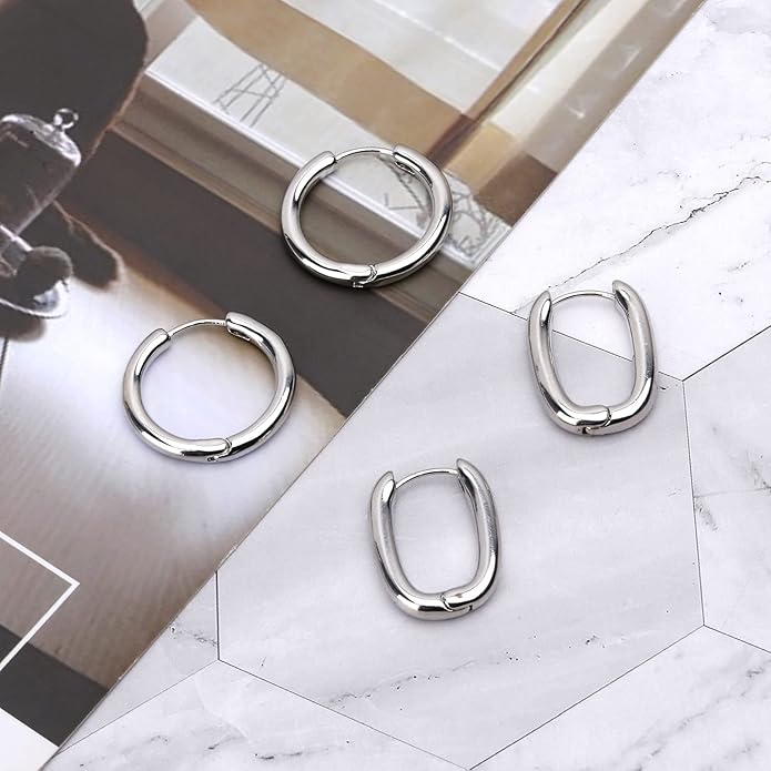 Wgoud Chunky Hoop Earrings Set 14K Gold Plated Hoop Earrings for Women Hypoallergenic, Thick Twisted Huggie Hoops Earring Set