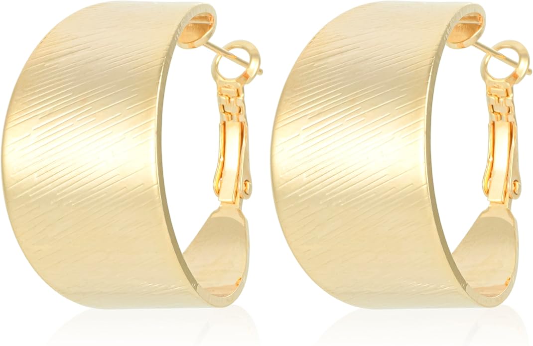 Big Chunky Gold Hoop Earrings for Women Trendy 14K Gold Plated Large Thick Gold Hoops