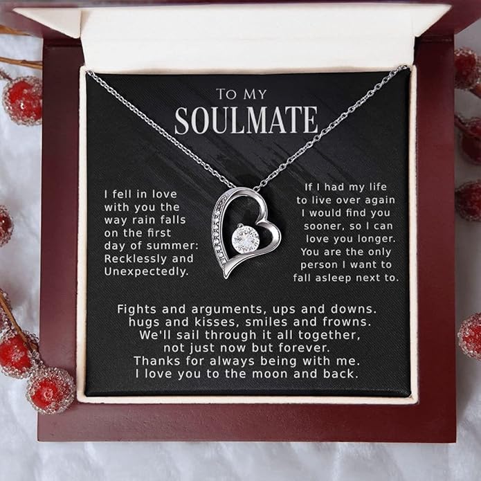 To My Beautiful Soulmate Necklace For Women, Necklace For Wife From Husband, Girlfriend Necklace From Boyfriend, Wife Birthday Gifts From Husband, Gifts Boxes For Women, Soulmate Necklace For Her