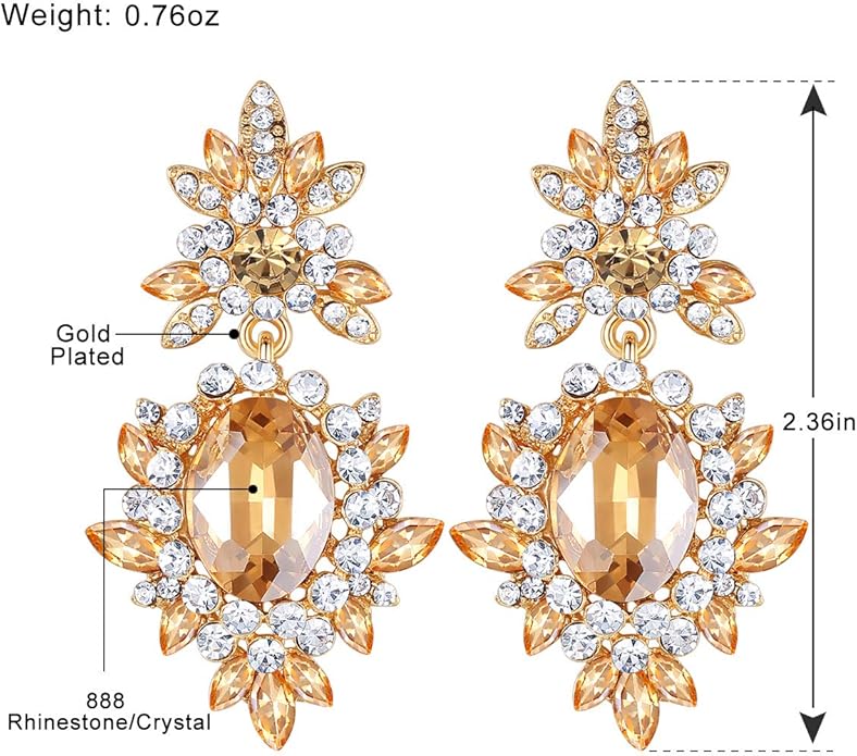 mecresh Flower Teardrop Bridal Wedding Dangle CZ Earrings in Silver/Gold Tone for Women Girl Bride Gift …