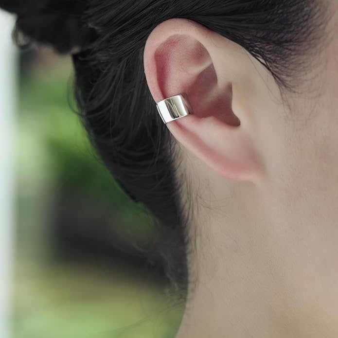 CHIC & ARTSY 925 Sterling Silver Ear Cuffs for Women, Non Piercing Clip On Cartilage Cuffs, Adjustable Fake Conch & Helix Earrings, Gold Plated & Oxidized Various Styles