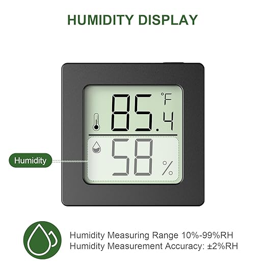 2 Pcs Digital Hygrometer Indoor Thermometer Humidity Meter Room Thermometer with Temperature and Humidity Monitor Mini Hygrometer Thermometers ℉/℃ for Greenhouse Cellar by QPEUIM