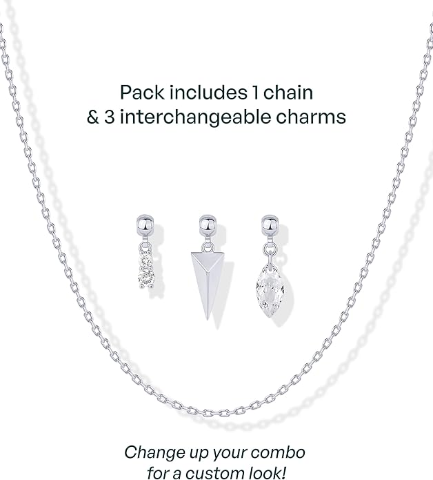PAVOI 14K Gold Plated Dainty Necklace with Charms Set - Hypoallergenic Adjustable Chain Gold Charm Necklace for Women - Small Motif & Mantra 2 and 3-Pack Removable Pendants - Cute Jewelry Gifts