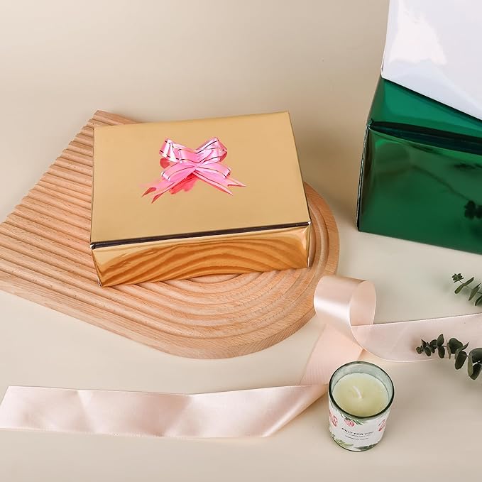 NESCCI Champagne Golden Metallic Wrapping Paper, Solid Color Paper,Gift Wrapping Paper,Perfect for Wedding,Valentine's Day,Birthday,Baby Shower,DIY Bouquet (17.5 Inches X 32.8 Feet)