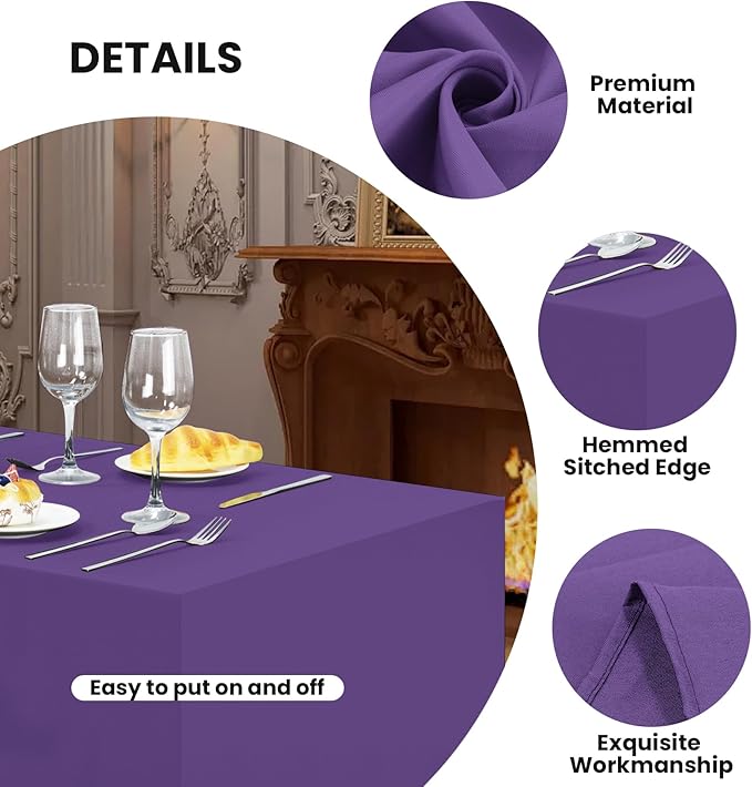 Ascoza 2 Pack Fitted Tablecloth for 8 Foot Rectangle 96 x 30 Inch Purple Table Covers Water Resistant Polyester Cloth for Folding, Parties,Display, Trade Show (Purple)