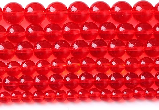6mm 60pcs Garnet Red Glass Crystal Beads Natural Stone Beads for Jewelry Making Crystal Energy Healing Power Stone Beads DIY Bracelet Necklace Accessories (Red Glass, 6mm)