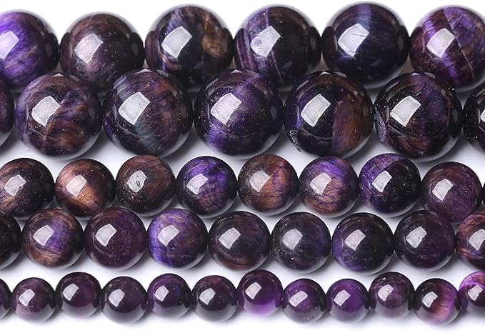 Natural Purple Tiger Eye Beads Round Loose Stone Beads Energy Gemstone Healing Power for Jewelry Making 1 Strand 6mm 60pcs