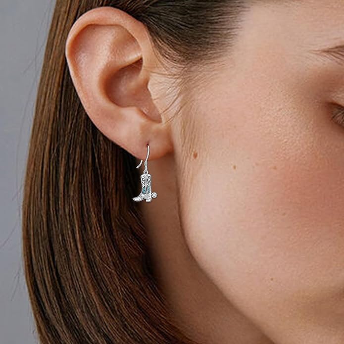 Western Earrings for Women 925 Sterling Silver Turquoise Western Country Dangle Drop Earrings Country Jewelry Gifts for Cowgirl Cowboy