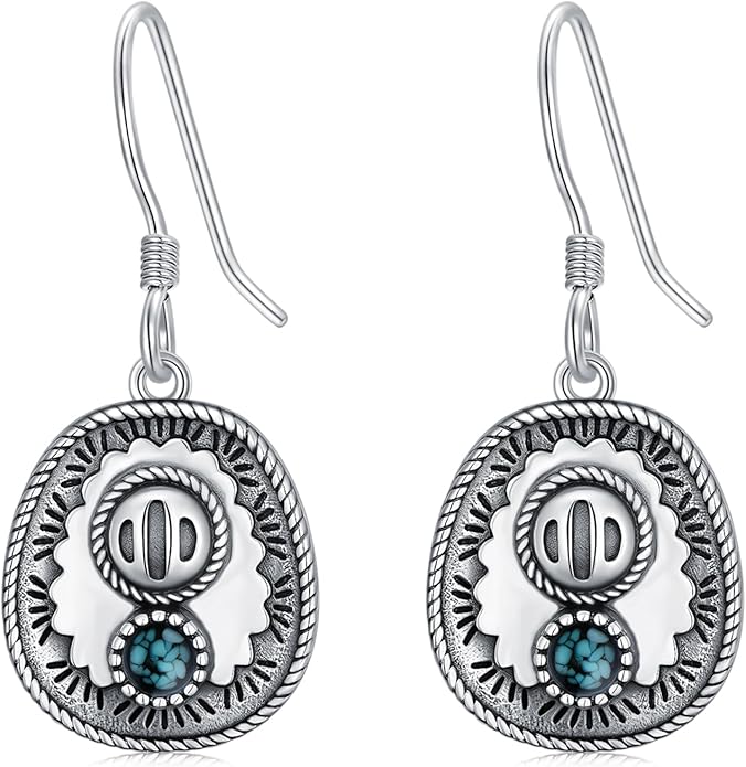 Western Earrings for Women 925 Sterling Silver Turquoise Western Country Dangle Drop Earrings Country Jewelry Gifts for Cowgirl Cowboy