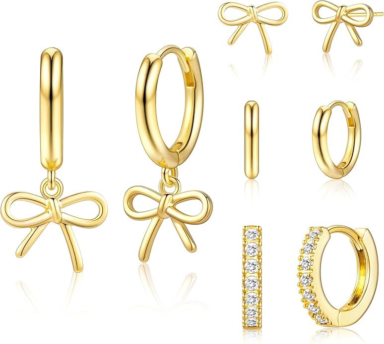 Small Gold Huggie Hoop Earrings Set for Women Men Hypoallergenic 14K Plated Stack Cartilage Earrings, Multiple Piercing Lightweight Mini Thin Cute Dainty Trendy Jewelry Set Christmas Gifts for Women