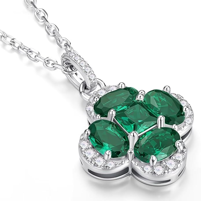 Iefil Valentines Day Gifts for Her - 925 Sterling Silver Birthstone Clover Necklace for Women, Anniversary Birthday Gifts for Wife Girlfriend Mom Daughter