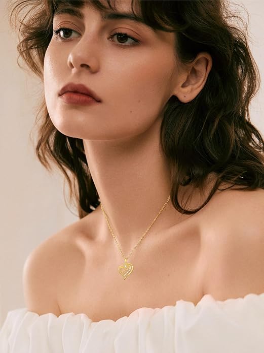 14K Solid Gold Rose Flower/Sunflower Necklaces for Women Flower Heart Pendant Necklace Love Sunshine Jewelry Anniversary Valentine's Day Birthday GiftS for Women Wife Girlfriend Her Mom