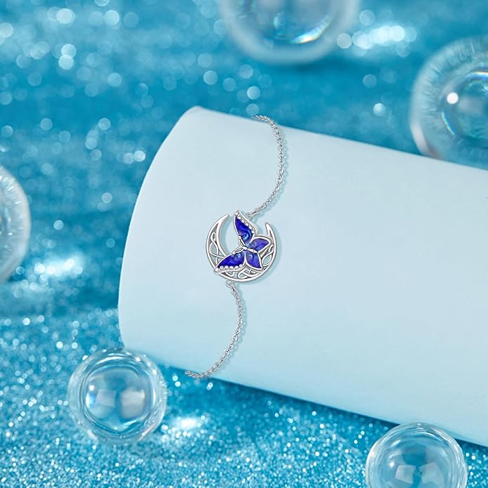 Dragonfly Bracelet 925 Sterling Silver Butterfly Bracelet Adjustable Celtic Moon Bracelet Irish Celtic Jewelry Gifts for Women