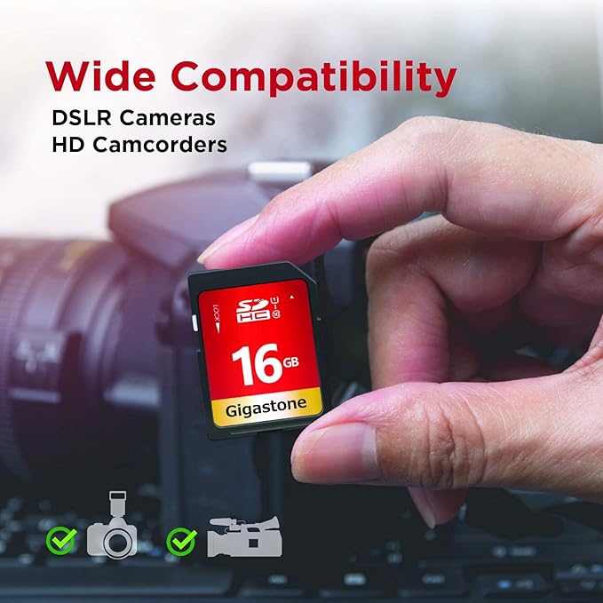 GIGASTONE 16GB SD Card 20-Pack UHS-I U1 Class 10 SDHC Memory Card High Speed Full HD Video Compatible with Canon Digital Camera, SPYPOINT TACTACAM WOSPORTS Trail Camera, with 20 Mini Cases