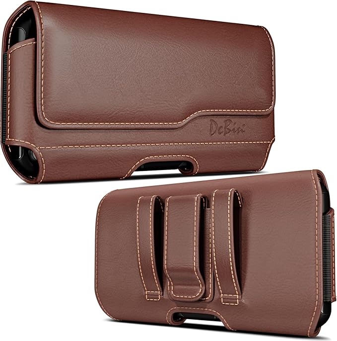 DeBin Holster for iPhone 17 17 Pro 16 16e 16 Pro 15, 15 Pro 14 13 12 11 X Xs 10 XR, Galaxy S25 S24 5G, S23, S22 - Cell Phone Belt Holder Clip Case Pouch Cover (Fit Cellphone with Case on) Black