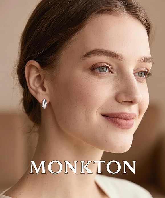 Monkton Huggie Earrings S925 Sterling Silver Hoop Earrings - Chic Dome Lightweight Hypoallergenic Women's Jewelry
