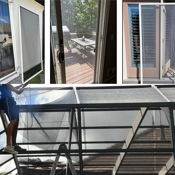 Window Screens Replacement, Cuttable Fiberglass Roll Screens Door Mesh, Repair Screens Net DIY Screening Mesh Netting Black for Windows, Door, Pool, Porch,Patio (60inch*50ft)