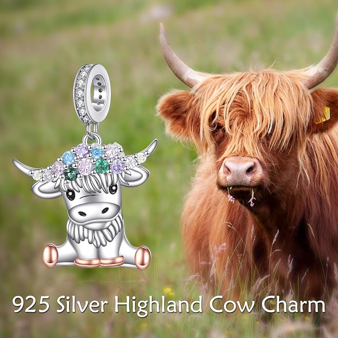 Charms for Bracelet 925 Sterling Silver Bearded Dragon/Dragonfly/Mother Daughter/Highland Cow/Dachshund Bead Gift for Women
