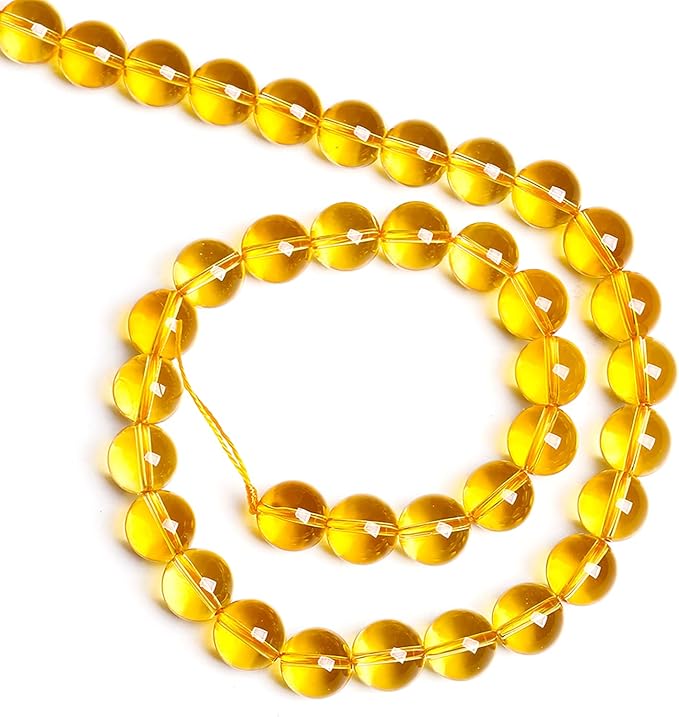 12MM 32PCS Natural Crystal Stone Clean Citrine 3A Grade Loose Beads for Jewelry Making DIY Bracelet
