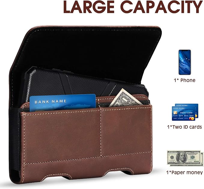 BECPLT Leather Galaxy S24 Ultra/Plus Holster Case with Belt Clip, ID Card Holder, Compatible with Galaxy S23+, Note 10+, S20+, A71, Note 9, 8, LG Stylo 5 (Brown)