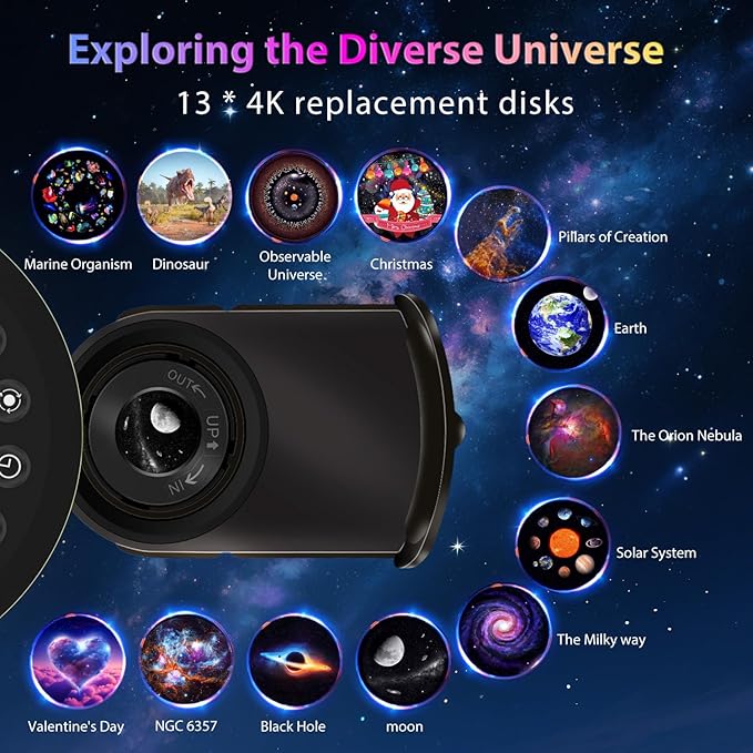 DAYBETTER Galaxy Projector for Bedroom, 4k HD 13 in 1 Star Projector Galaxy Light, Star Night Light Projector with Meteor, Planetarium Projector for Kids Bedroom Birthday Christmas Gift (Dark Black)