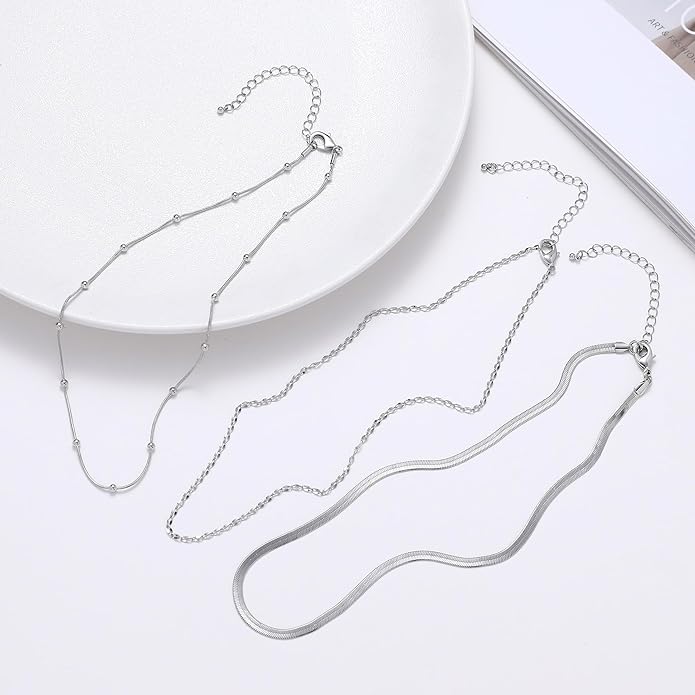 wgoud Gold Necklace for Women Waterproof,14K Real Gold Plated Herringbone Choker Necklace for Women Trendy, Dainty Gold Chain Necklaces Stack,Simple Layered Gold Necklaces for Women Jewelry Gifts