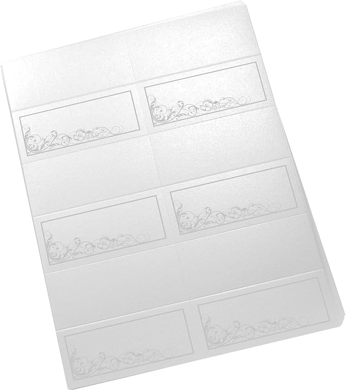 Scribble Vintage Swirl Printable Place Cards, Silver (Choose Color), Set of 150 (25 Sheets), Laser & Inkjet Printers - Wedding, Party, Dinner, and Special Events