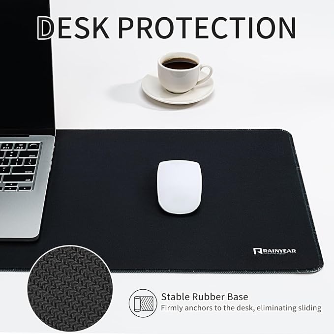 RAINYEAR Large Gaming Mouse Pad(35.4 x 15.7 Inch), Computer Mousepad with Anti-Slip Rubber Base, Smooth Large Keyboard Mouse Pad Mat for Gamer, Office, Home, Black