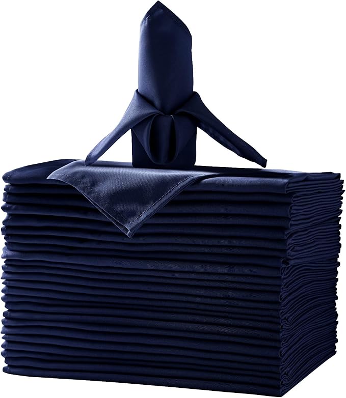 25pcs Polyester Cloth Napkins - 20 x 20 inch Navy Washable Dinner Washable Napkins with Hemmed Edges for Restaurant/Wedding/Hotel(25,Navy)