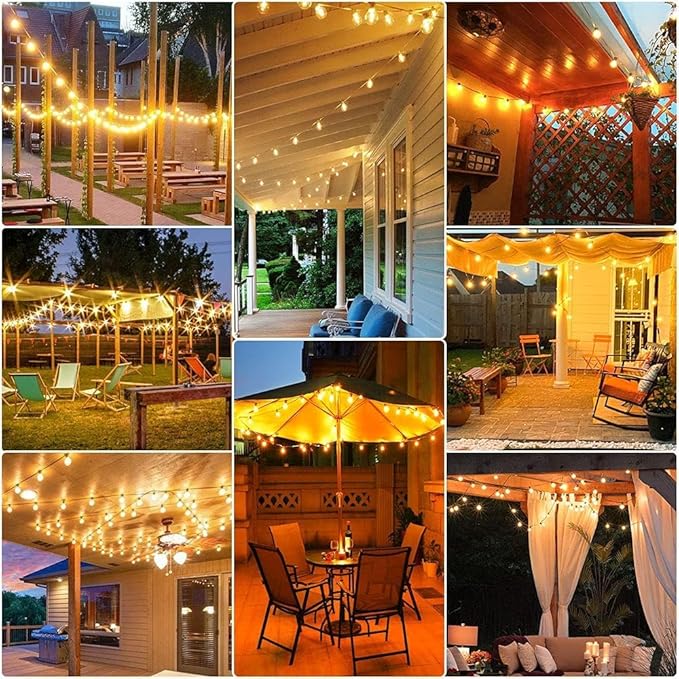 RTTY Outdoor String Lights 300ft, 3 Pack 100ft G40 Led Patio Globe Lights with 52pcs Bulbs,Shatterproof Waterproof Connectable Hanging for Porch Cafe Bistro Backyard Gazebo Balcony Deck Party