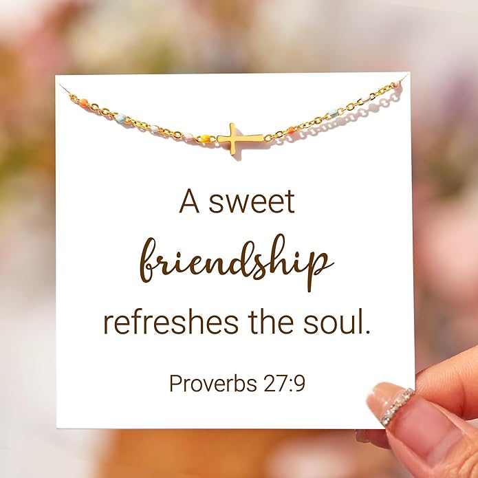 STORYJEWELLERY Friend Bracelet, Friendship Gifts for Women, Friendship Bracelets, Cross Bracelets, BFF Gift, Birthday Valentines Day Gifts for Friend, Religious & Christian Gift