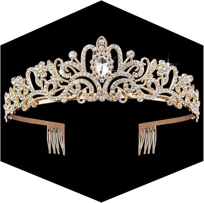 Gold Crown for Women Crystal Princess Tiaras Rhinestone Queen Headband Wedding Bridal Hair Accessories Birthday Prom Pageant Party Coming of Age Ceremony Photo Props
