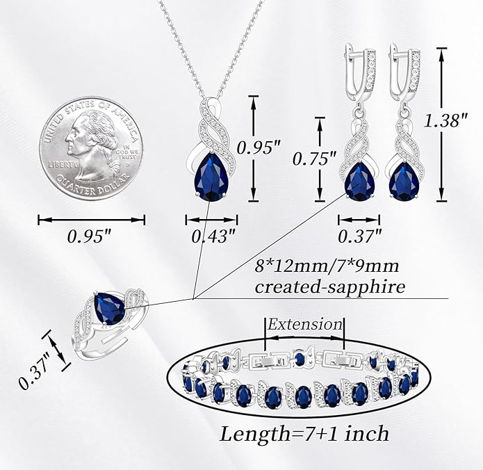 GZWHD Jewelry Set for Women CZ Earrings Necklace Ring Bracelet Set Prom Party Wedding Jewelry Gift for Mother Friend Wife