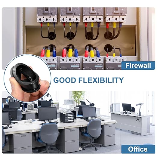 uxcell 4Pcs Cable Cord Grommet, 1-3/8"(35mm) Rubber Desk Grommets Wire Pass Through Hole Cover with Marked Cable Ties for Home Office Cable Wire Protection, Black