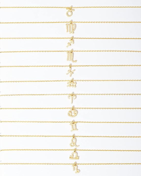 PAVOI 14K Gold Plated Cubic Zirconia Astrology Necklaces for Women - Zodiac Pendant Jewelry Gifts - Zodiac Sign Pendant Necklaces