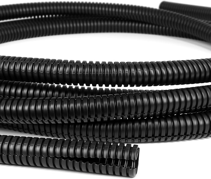 Split Wire Loom Tubing, 10, 25 ft Cord Protectors from Pets No Chew, Flexible Wire Covers Cord Protectors, Protective Split Cable Sleeve for Automotive Home Industrial Wires(Black, 0.98inch-10ft)