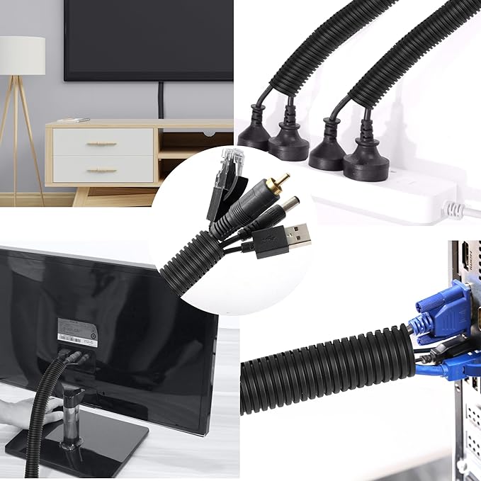 CrocSee 25ft - 1 inch Flame Retardant Split Wire Loom Tubing with Installation Tool - High Temp Flexible Wire Covers Cord Protectors - Black