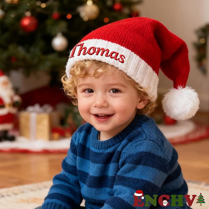 Custom Christmas Hats for Family Santa Hat Unisex Christmas Decorations Comfort Xmas Hat for New Year Festive Party