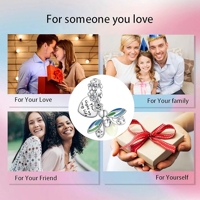Birthday Fashion Love Heart Dangle Charm 925 Sterling Silver Charms fits Bracelets and Necklace Pendant Bead Charms Jewelry Present for Women Family Friends